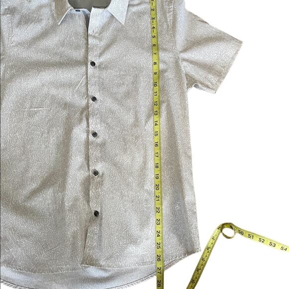 Ryan Seacrest Distinction Tan white shirt sleeve button down collared shirt med - Picture 7 of 10